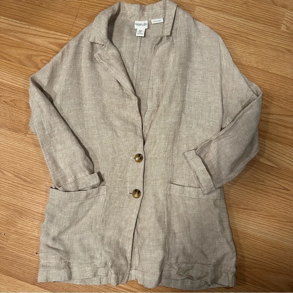 Rachel Zoe Jackets & Blazers - Rachel Zoe Linen Blazer Women’s Size M Beige Lightweight Button Casual Workwear